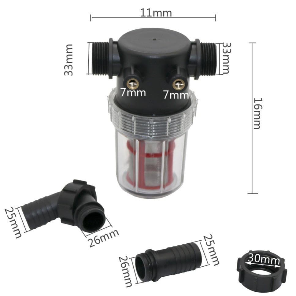 Transparent Stainless Steel Pre-Filter for Garden Irrigation - 20mm/25mm, 50 Mesh 25mm