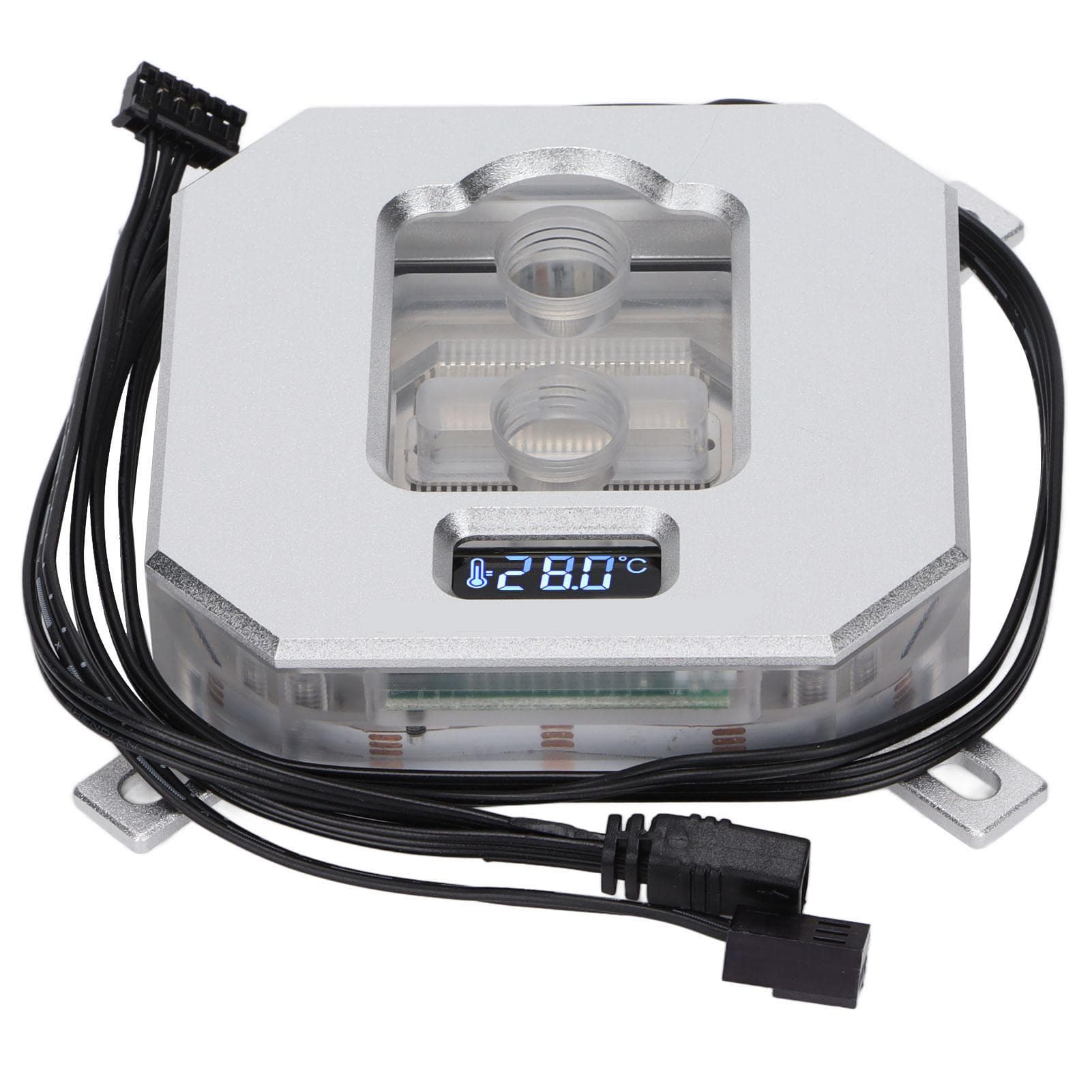 CPU Water Cooling Head VA Screen Temperature Display Computer CPU Water Cooling BlockSilver silver