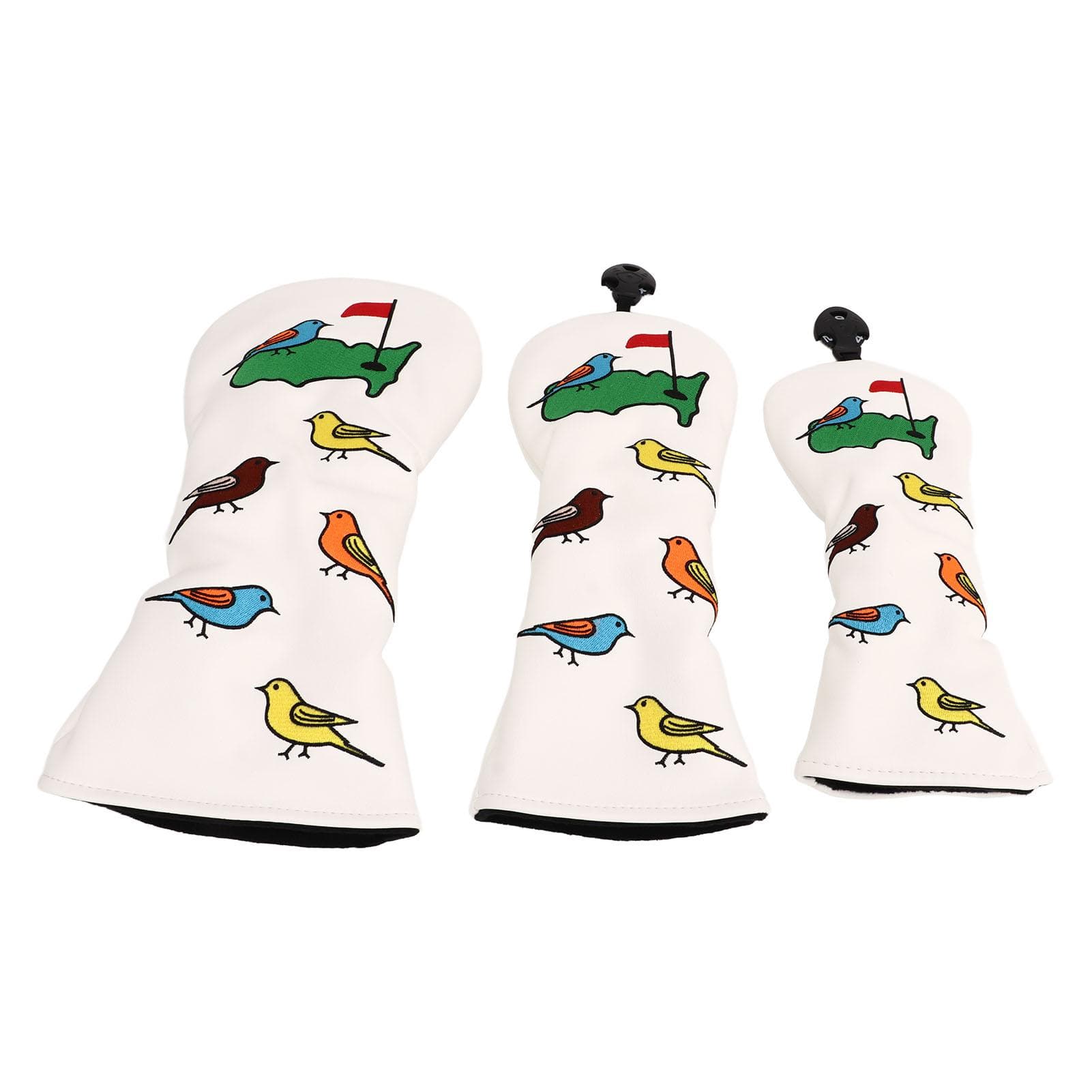 3PCS Golf Club Head Cover PU Waterproof Bird Pattern Golf Head Cover for Driver Fairway Hybrid