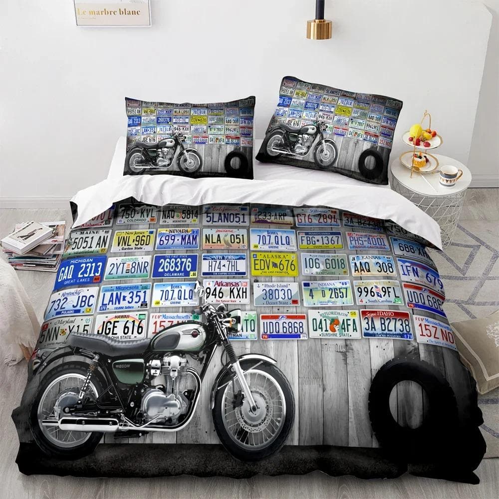New Classic motorcycle Bedding Set Single Twin Full Queen King Size knight Bed Set Adult Kid Bedroom Duvet cover Sets 3D Print 70x133cm 2pcs