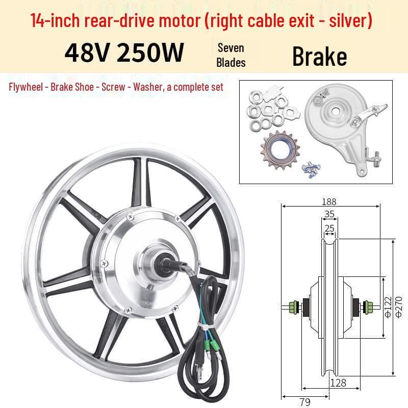 14 Folding Electric Bicycle Motor 36V/48V 350W-500W Front/Rear Drive High-Speed Hub
