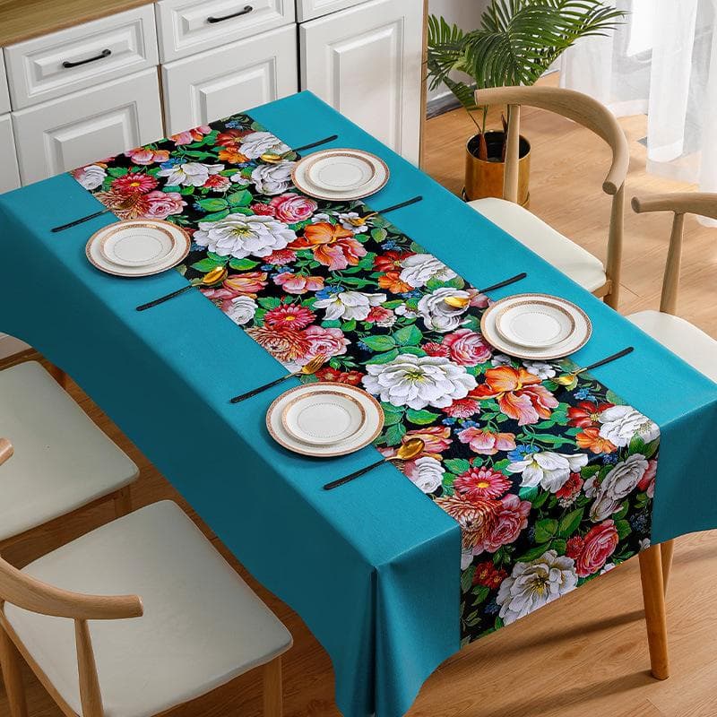 Waterproof and Oil Resistant PVC Table Cloth Ins Tea Rectangular Minimalist Floral Tablecloth 140*180cm