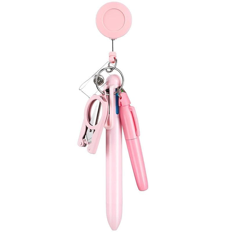 Macaron Nurse Pen Set Badge Mini Scalable Badge Accessories Ballpoint Pen Fluorescent Pen Folding Scissors Keychain