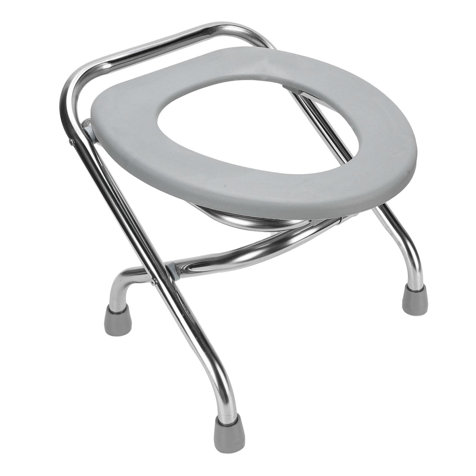 Folding Commode Chair Portable Stainless Steel Non Slip Commode Toilet Seat for Adults 16.5in 30cm/11.8in