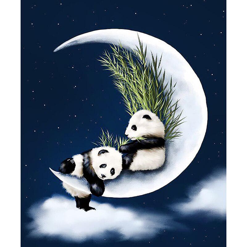 Diamond Animals 5D DIY Diamond Painting Panda on the Moon Embroidery Cross Stitch Home Decor 20X30CM