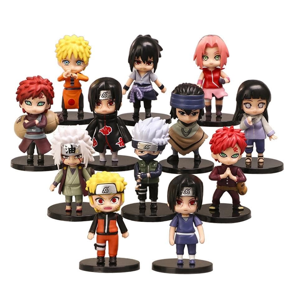 12pcs/set Anime Naruto Shippuden Hinata Sasuke Itachi Kakashi Gaara Jiraiya Sakura Q Version PVC Figures Toys Dolls Kid Gift 12Pcs