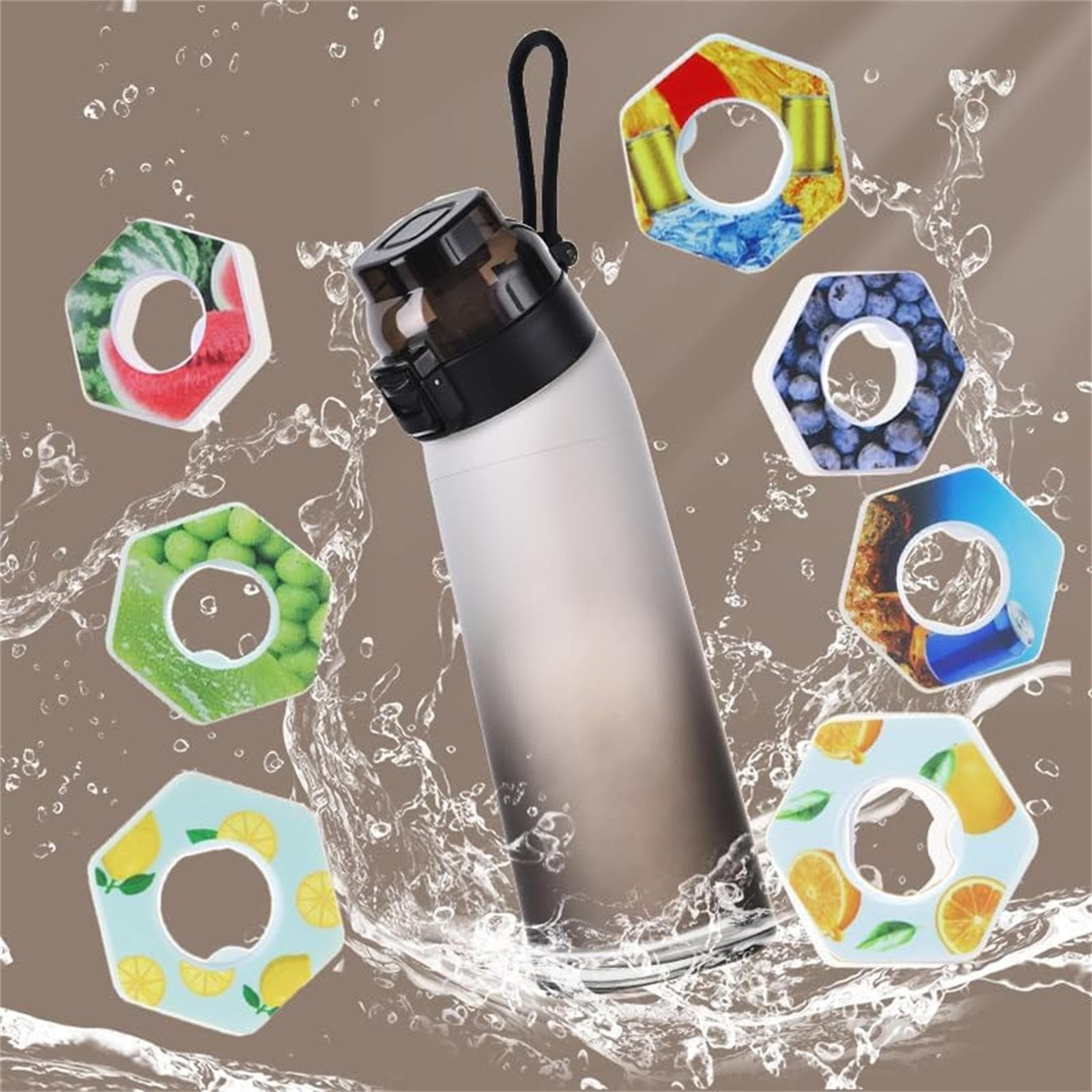 700ml Bottle, Update Water Bottle Up Set With 7 Capsules Drinking Straw, Outdoor Water Bottle One Size black