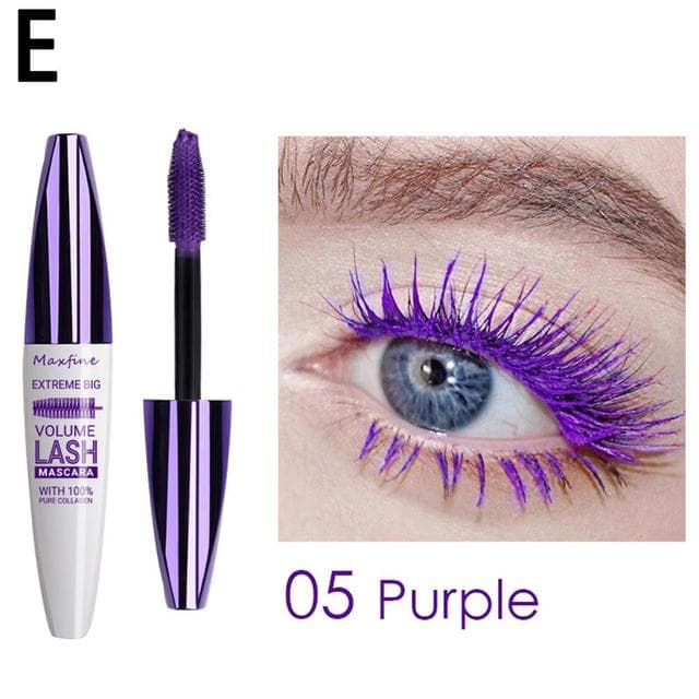 5D Silk Fiber Mascara Lash Color Mascara Waterproof Rimel 3D Mascara Eyelash Extension Thick Lengthening Eye Lashes Cosmetic 05 purple