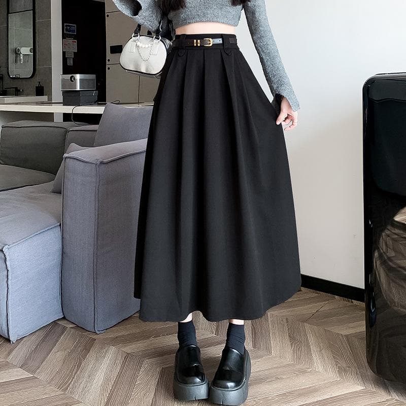 New Autumn Clothing Style High-waisted Tweed Large Sway A-line Covers Hips and Makes You Look Slim and Long Skirt Pleated Skirt for Women XL