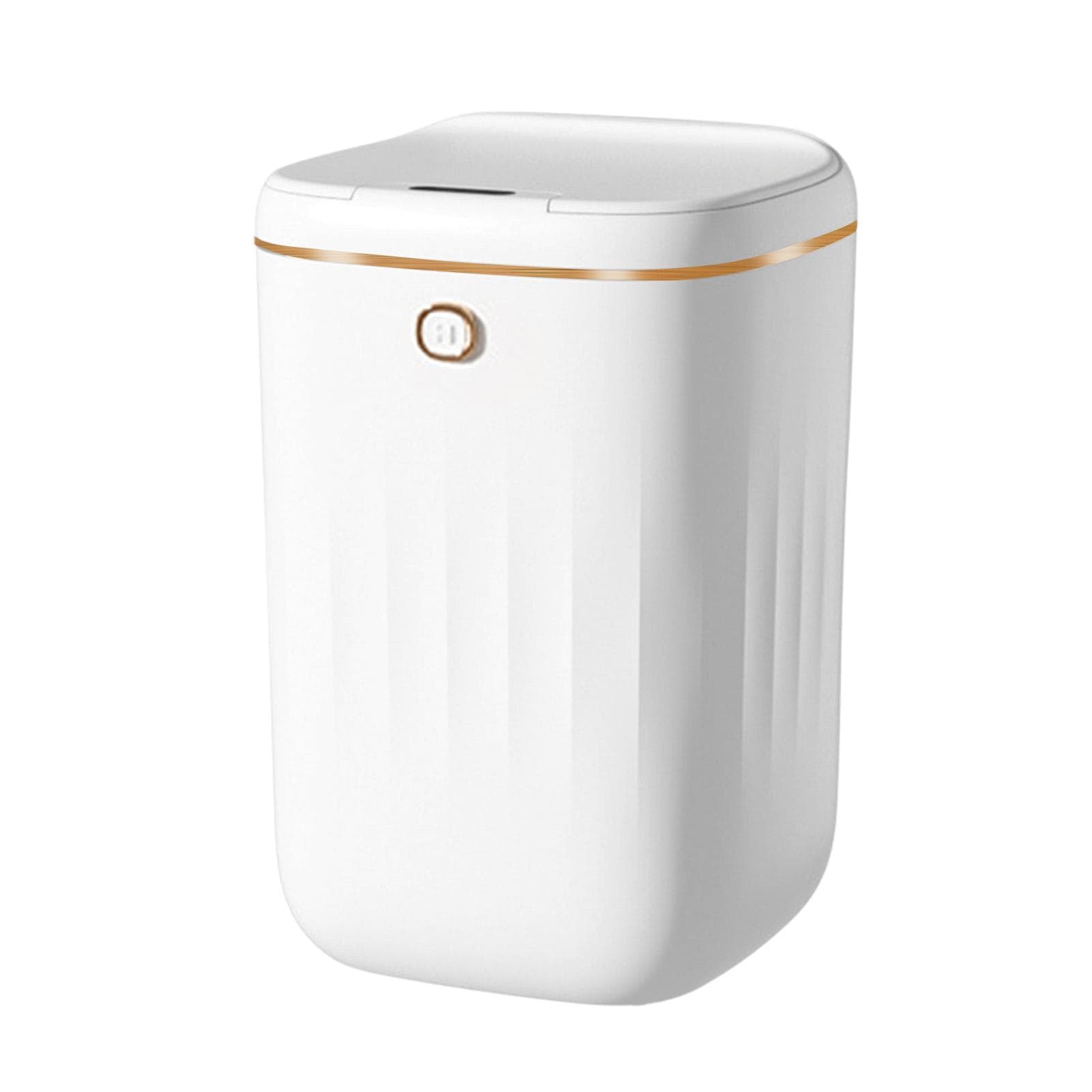 Automatic Trash Can 20L Touchless Sensor Easy Clean PP Waterproof Electric Garbage Bin for Kitchen white gold