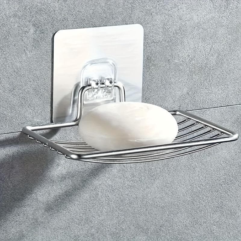 Stainless Steel Soap Dish with Drainage Holes - Rustproof Storage Shelf for Bathroom Accessories, 500g Load Capacity, Halloween/Christmas Decor