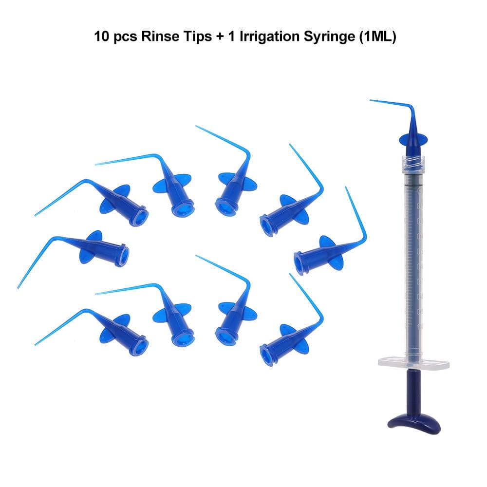 Dental Irrigation Syringe with 10 Pieces Rinse Tips Teeth Whitening Flexible Composite