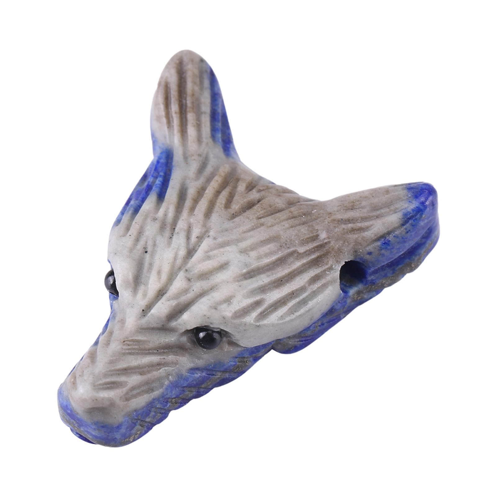 1pc Wolf Head Shaped Pendant Natural Lapis Lazuli Stone Charm Small Adornment 4cm