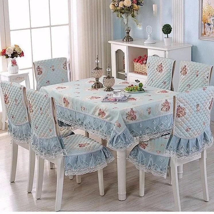 Lace Skirt Hem Chair Cover European Style Dining Table Cloth Cushion Flat Printed Tablecloth Fabric Art Stool Cover Cloth 110x160cm