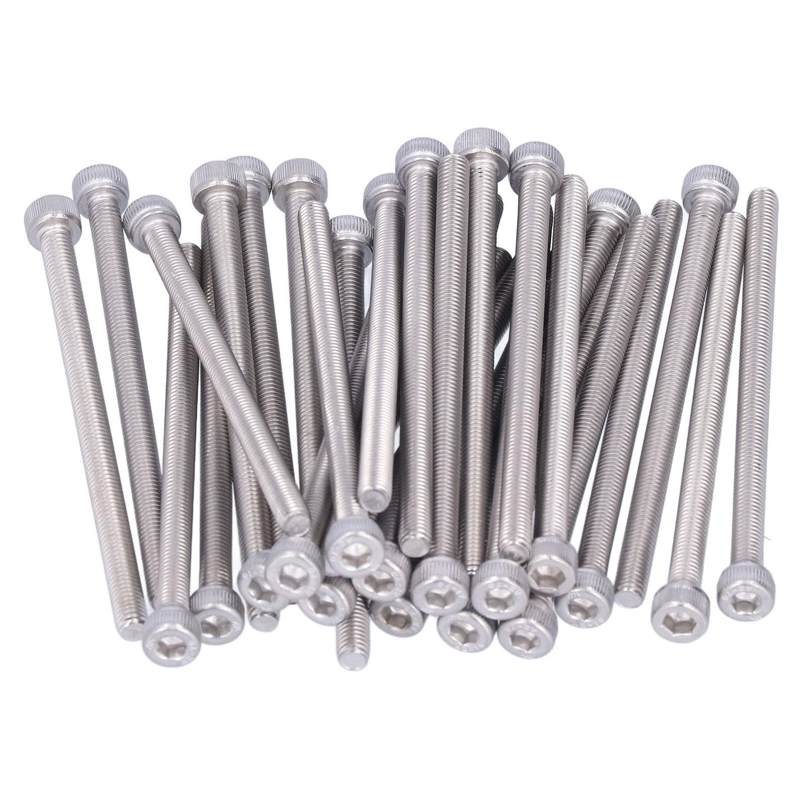 30Pcs M5 Cylindrical Head Hex Socket Half Tooth Screw A2 Stainless Steel Hex Head Half Tooth Screws