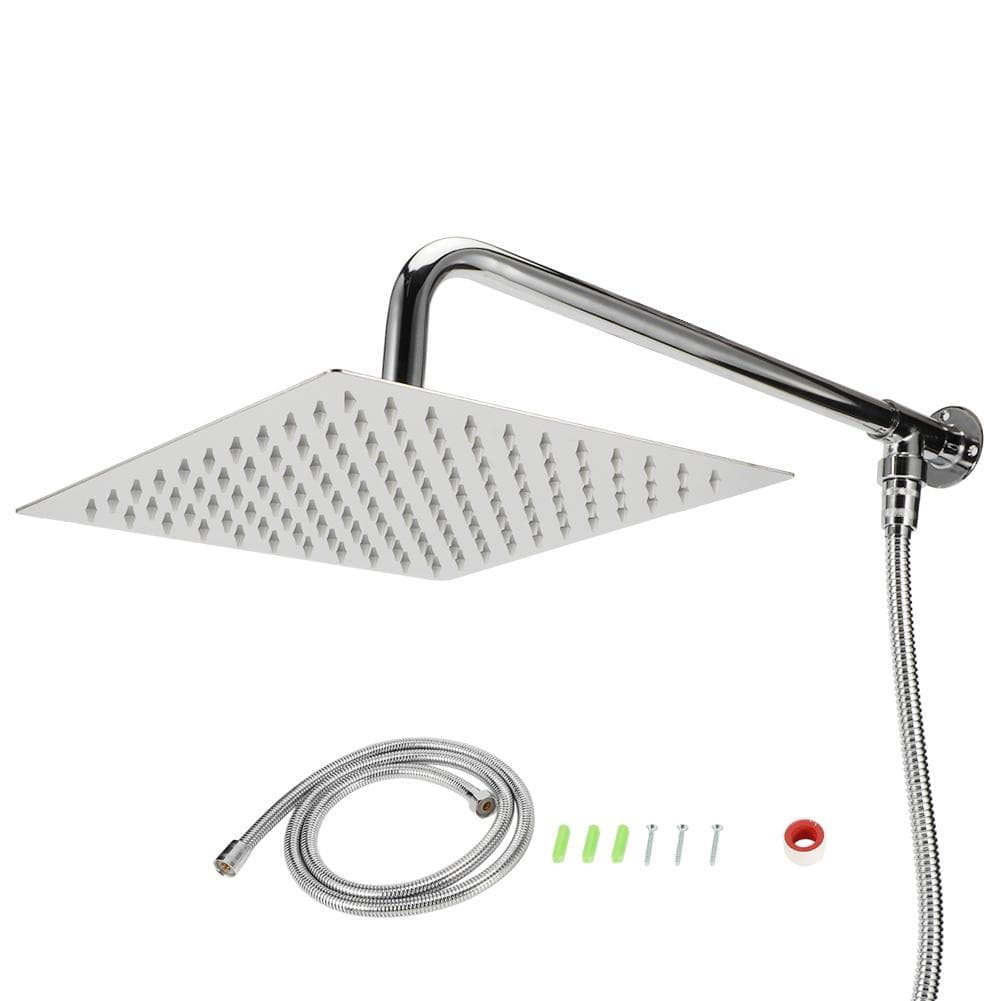 G1/2 Thread 25cm Wall Mounted Shower Head Stainless Steel Bathroom Rainfall Shower