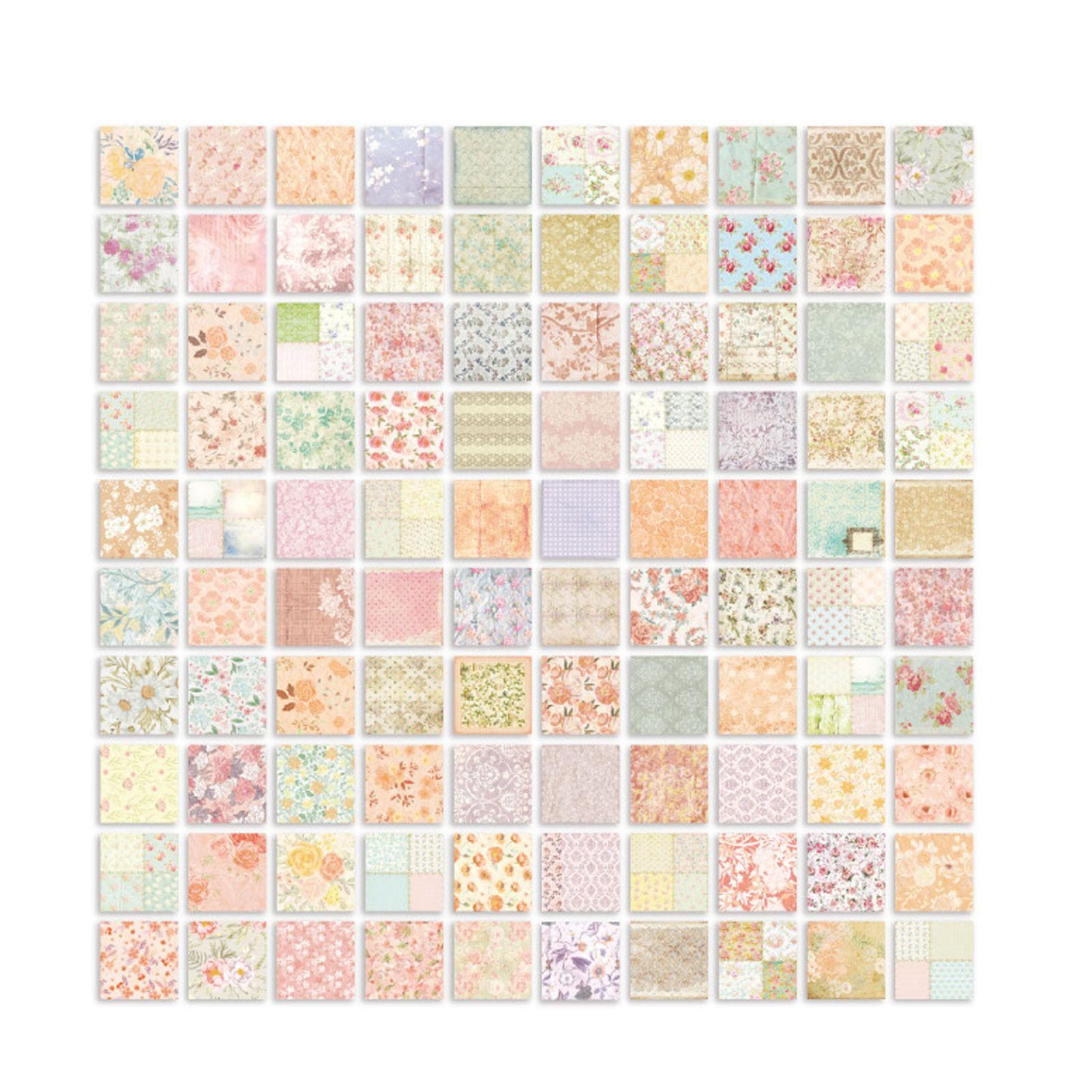 200 Sheets Scrapbook Decorative Paper Flowers Plants Patterns Journaling Supplies for DIY Arts