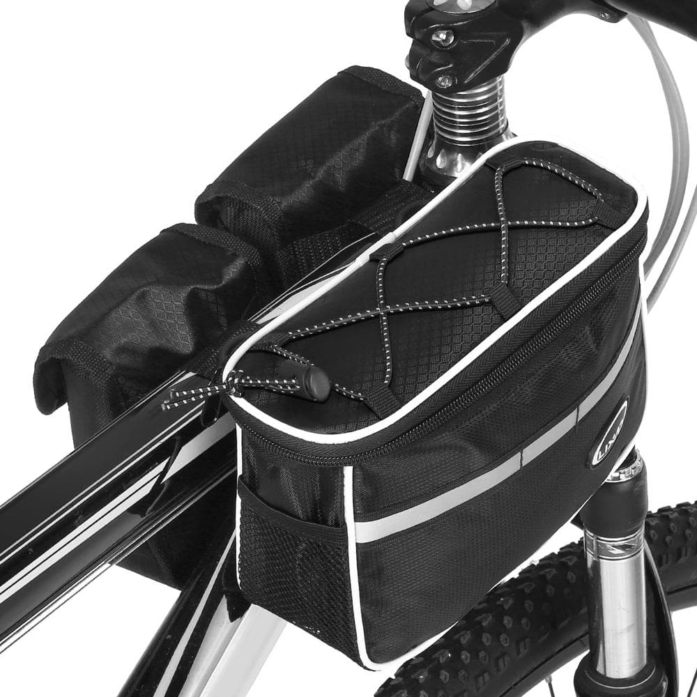 Lixada Cycling Bike Top Tube Bag with Rain Cover Waterproof Mountain Bicycle Front Frame Pannier black