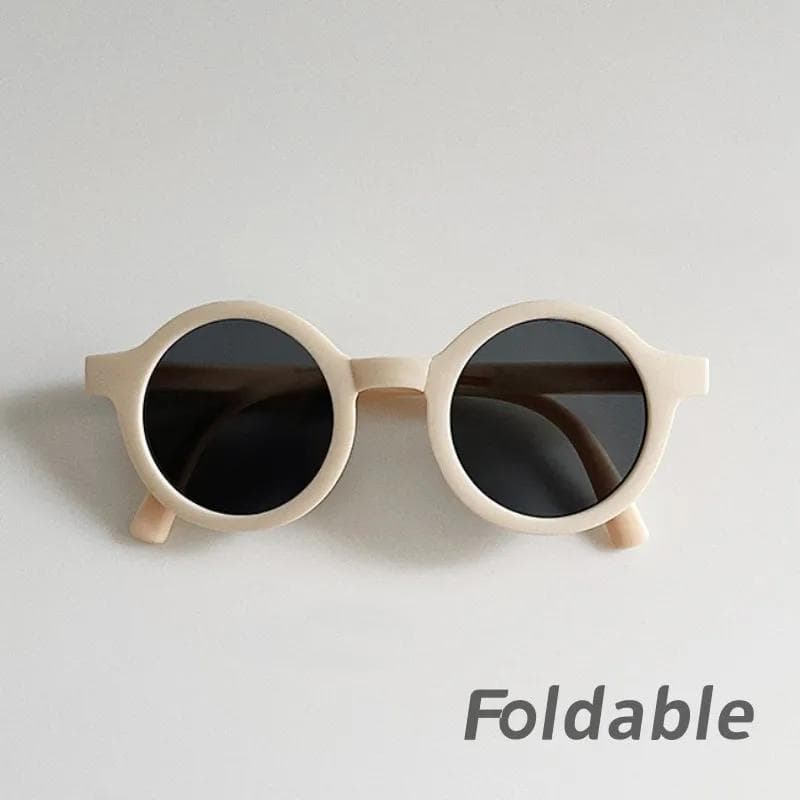 Vintage Foldable Sunglasses for Kids Girls Boys UV Protection Flexible Round Frame Sun Glasses Outdoor Eyewear AS PICTURE
