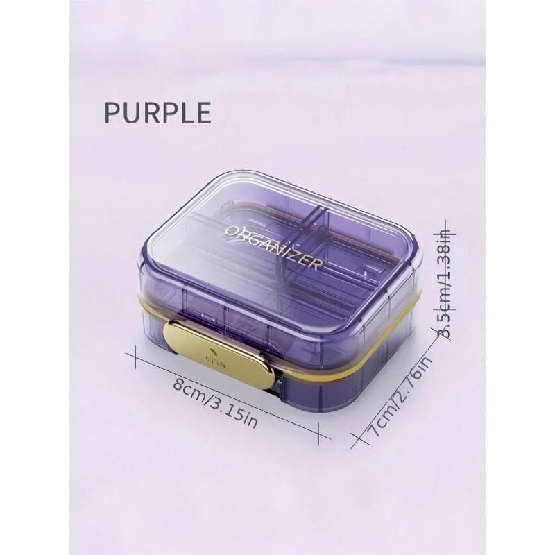 1PC 7 Compartments Portable Lightproof Moisture Proof Travel Pill Organizer Box Small Medicine Storage Case purple multicolour