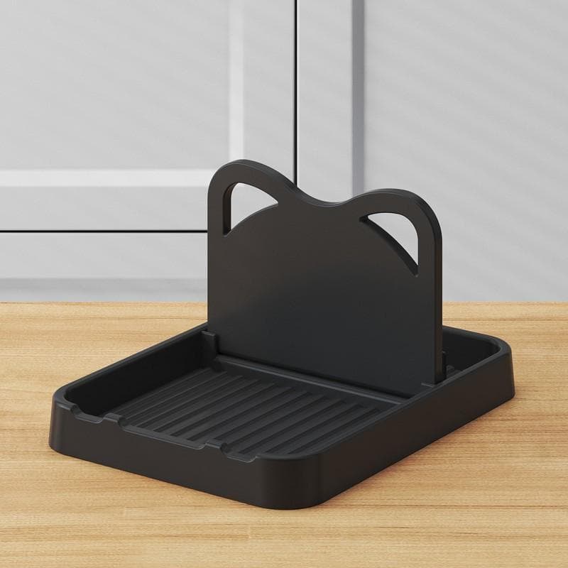 Multifunctional Pan Pot Lid Holder Stand Pan Pot Cover Rack Spoon Rest Pot Lid Spatula Spoon Storage Shelf Kitchen Accessories black