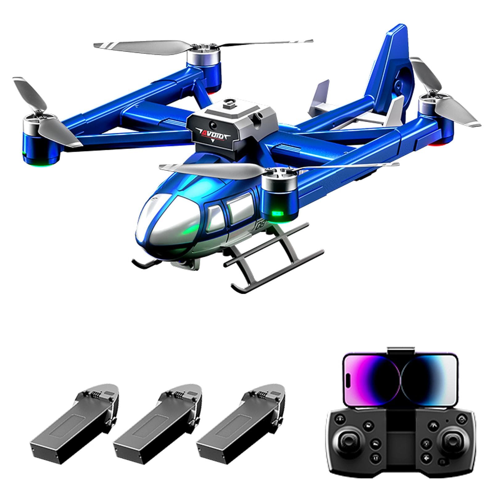 Remote Control Quadcopter Airbus Quadcopter Remote Control Helicopter with Dual Camera 720P, Five 3 blue