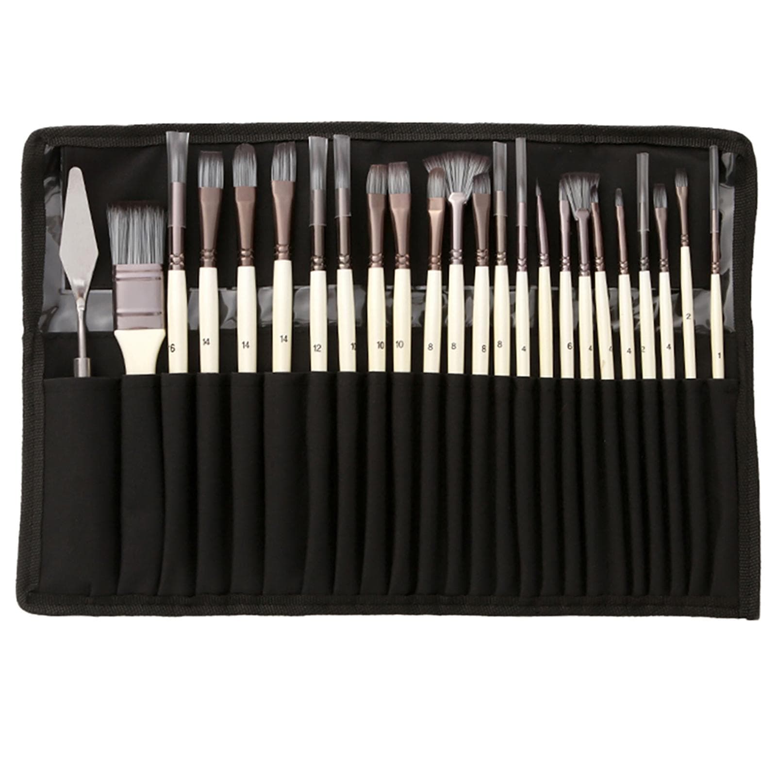 Artist Paint Brushes Set 23pcs Different Sizes Professional Paintbrush Nylon Hair Wooden Handle white
