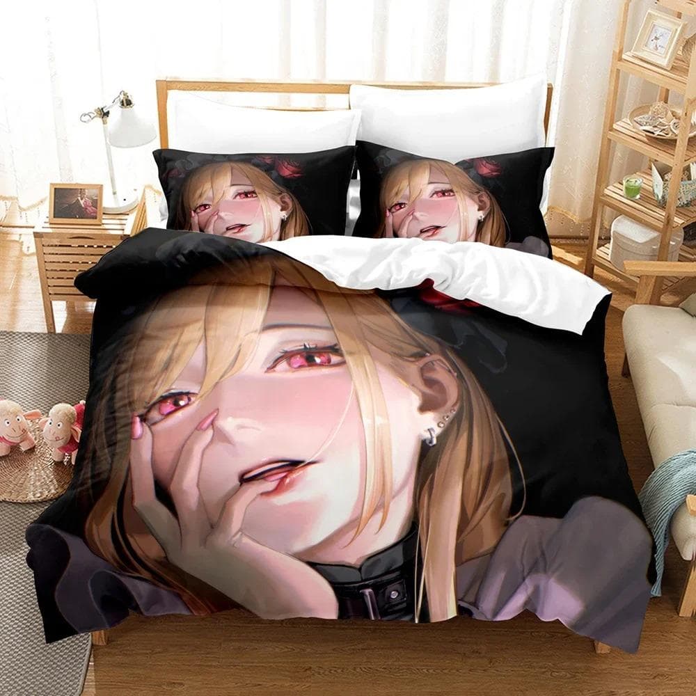 3D Printed Cartoon Fall In Love Costume Bed Set Duvet Cover Pillow Cover Household Bedroom Decoration Bedding Three-piece Set 70x133cm 2pcs