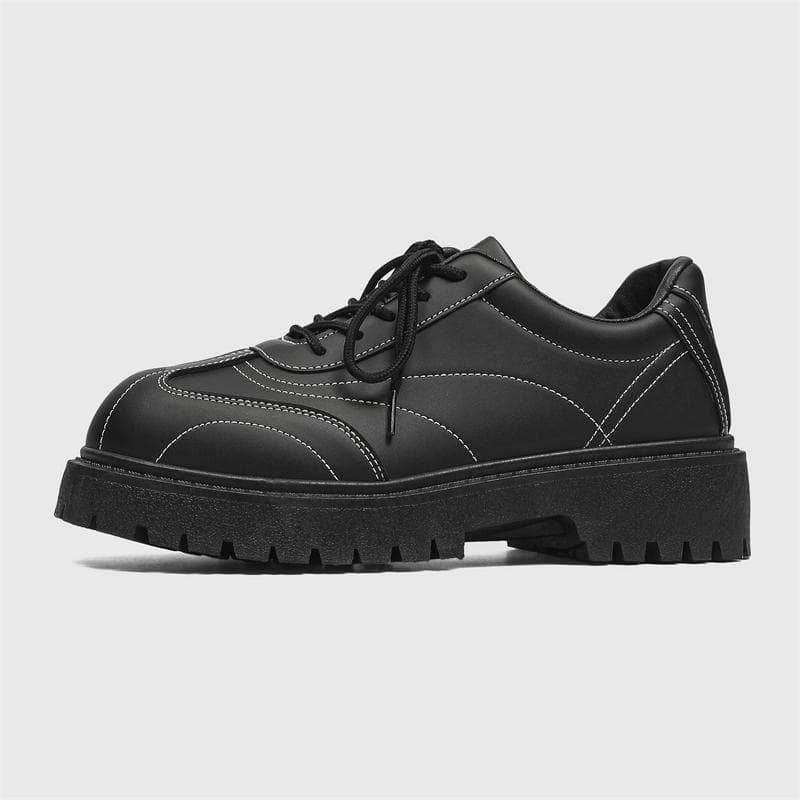 2024 Fashion Men's Platform Loafers English Buckle Business Shoes Casual Shoes Big Head Shoes 41 black