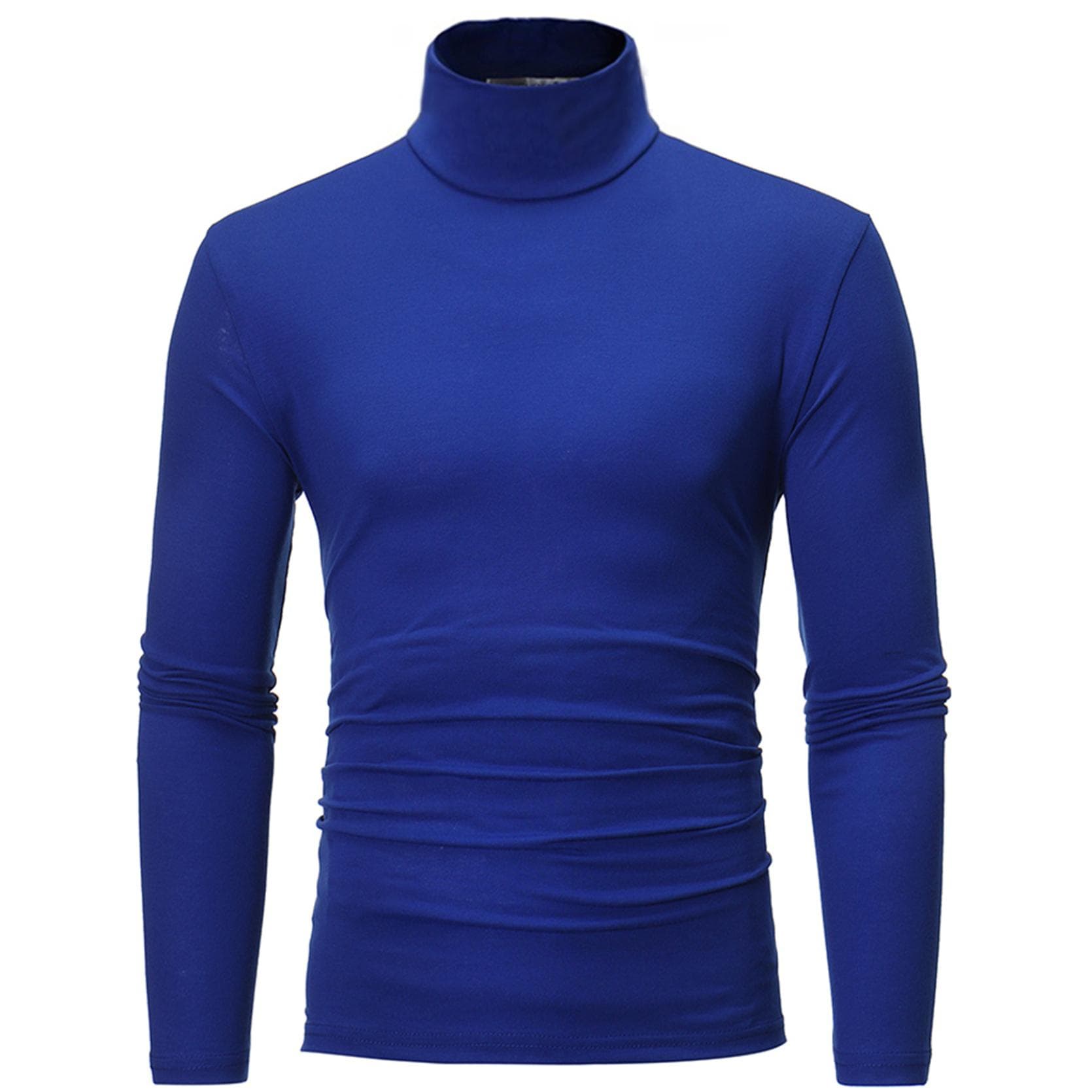Men's Turtleneck Slim Fit Long Sleeve Jumper Casual High Collar Pullover Tops Basic Turtlenecks Slim Fit T-Shirts S royal blue