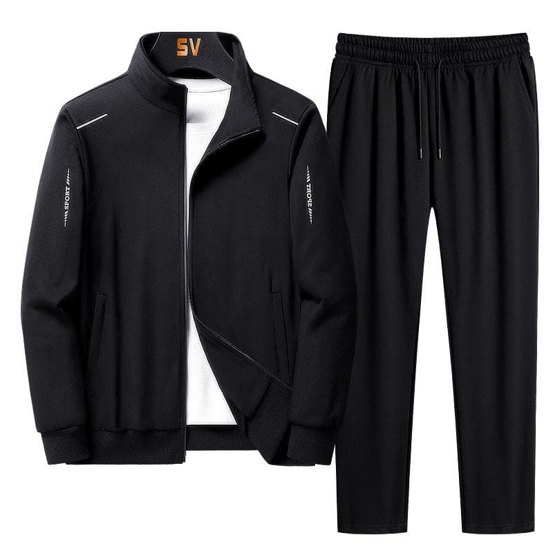 Men's Sportswear Set, Tracksuits, Two Pieces Sets, Homme Clothes, Hoodies+Pants Suit, Male Streetswear, Hoodie Jackets, Plus Size M black