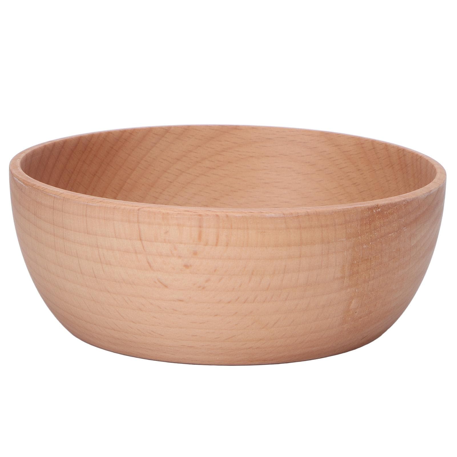 Round Wooden Bowl Household Beech Wood Bowl for Serving Salad Fruit Dip Sauce Snack Rice Pasta S