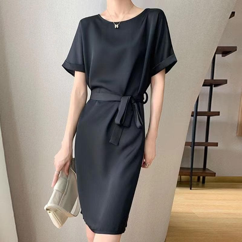 Temperament Heavy Draping Versatile Dress for Women, Summer French High-end Light Luxury Acetate Satin Waist-hugging Midi Skirt XL