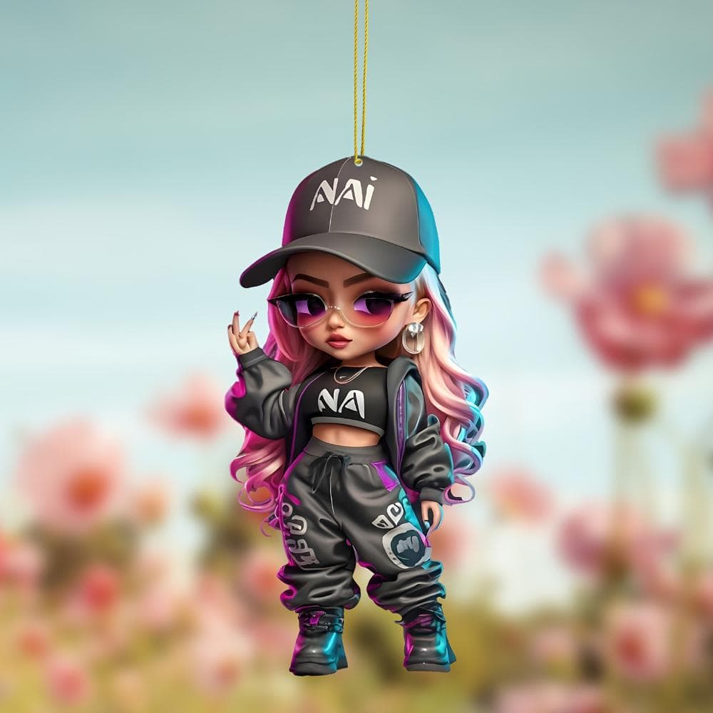 2D Flat Acrylic Pendant - Locomotive Girl, Pendant for Cars, Backpacks, Keys - Universal Gift for All Occasions M