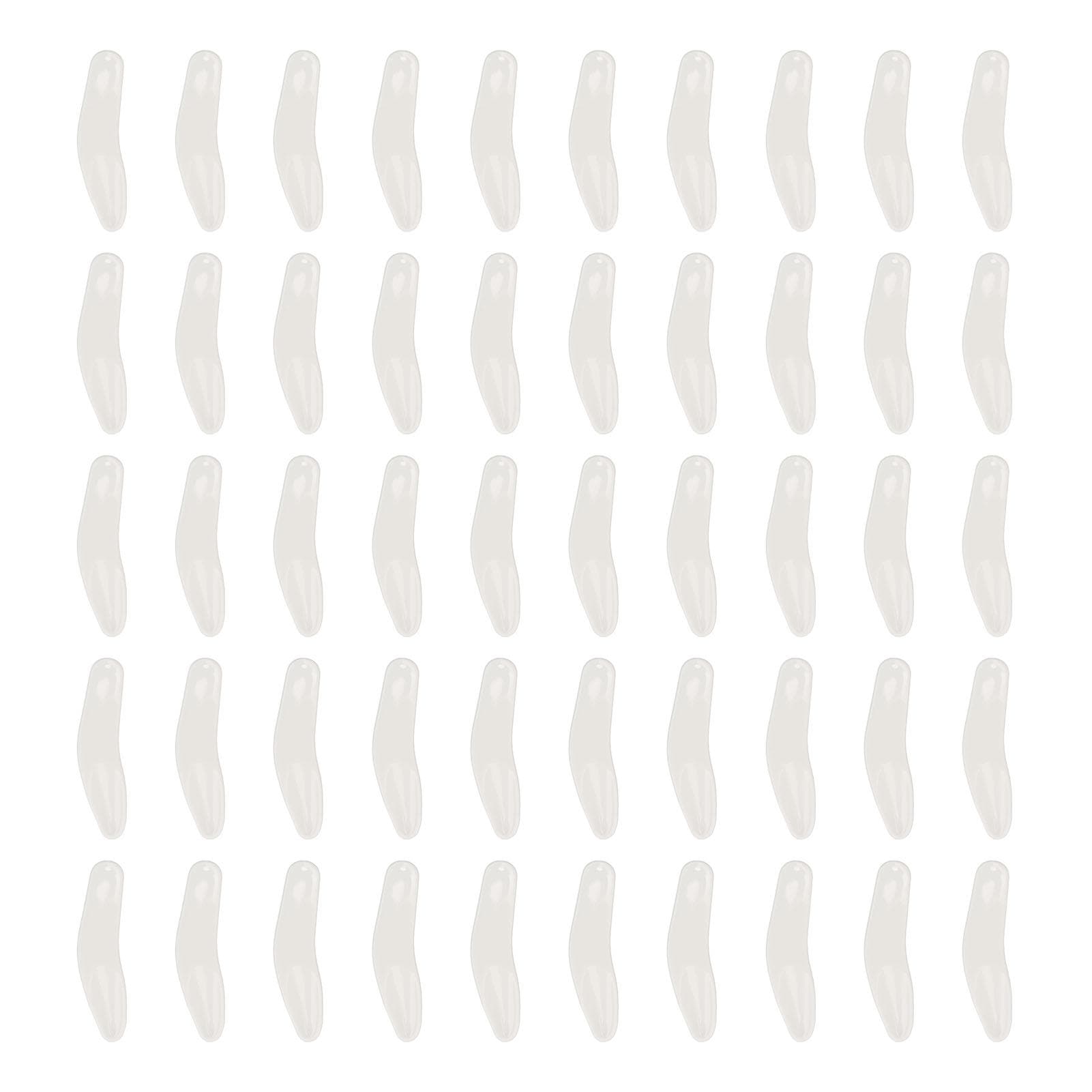 50pcs Mini Cosmetic Cream Spatula Curved Shaped Reusable Eye Cream Applicator for Nail Glue White