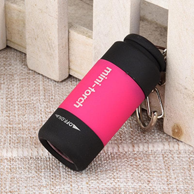 1pc Outdoor Sports Camping Waterproof Mini LED Light USB Rechargeable Flashlight Lamp Pocket Keychain USB Rechargeable Pocket Keychain Flashlight rose red