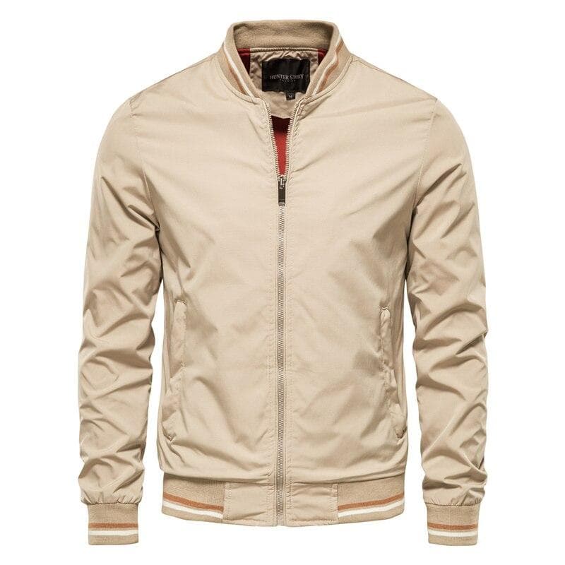 2024 New V-neck Design Spring and Autumn Fashion High Quality Men's Jackets for Men's Leisure Slim Fit Men's Baseball Jackets L khaki