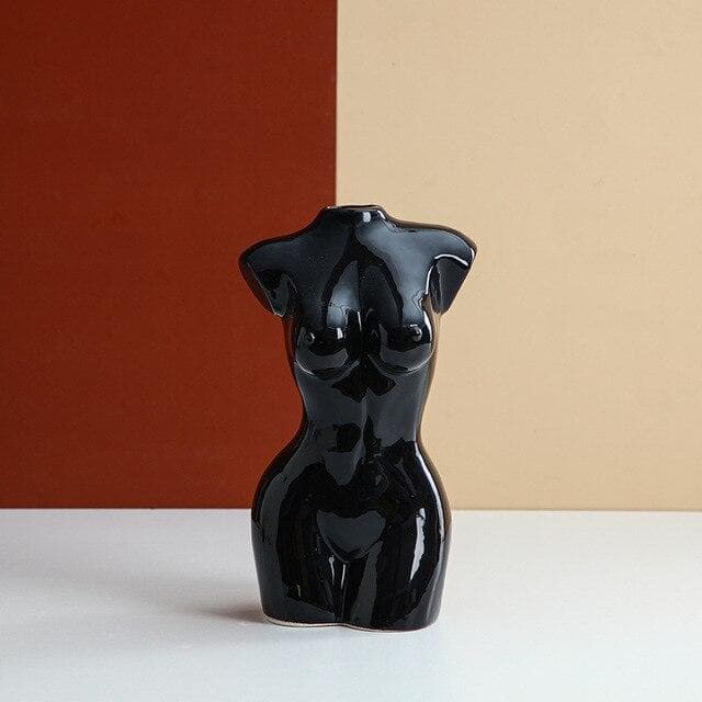 Ceramic Body Vase Cachepot For Flowers Home Decor European Style Large Decorative Flower Pots black