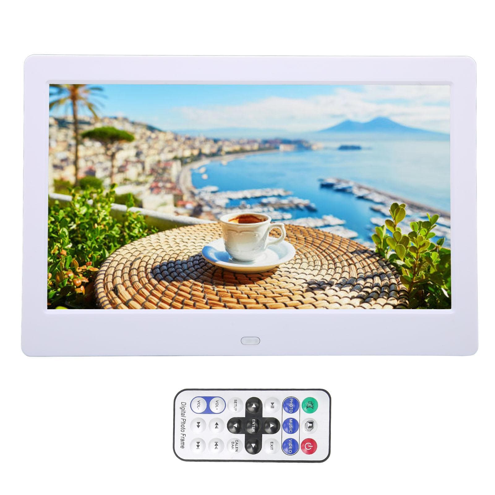 Digital Photo Frame HD 10.1 Inch 1024x600 LCD Display Smart Electronic Picture Frame with Remote EU Plug white