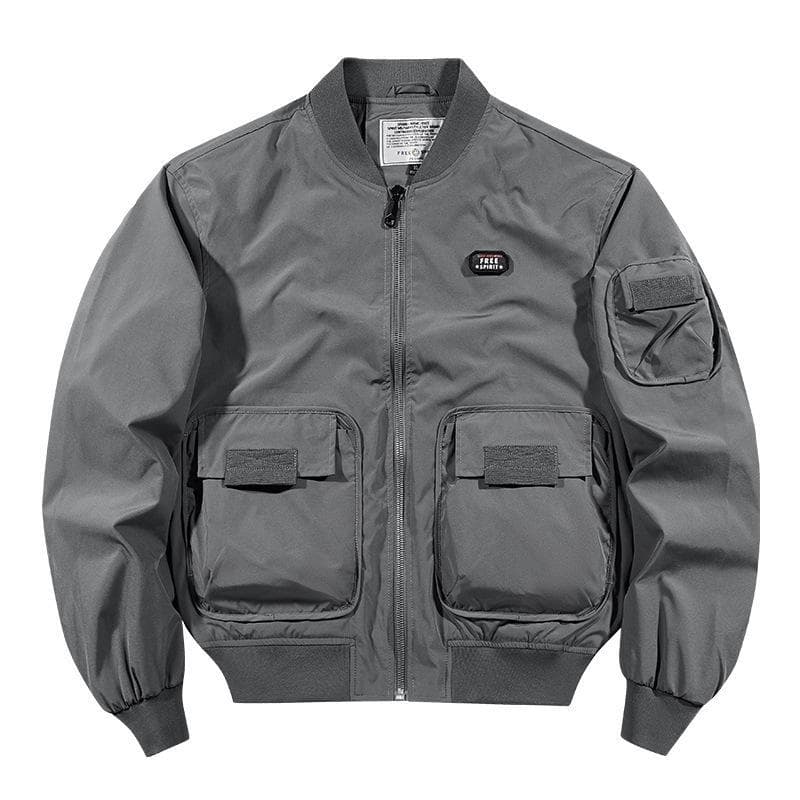 2024 Men's Reversible MA1 Bomber Jacket - Thickened Cotton for Autumn/Winter Single Jacket, M grey