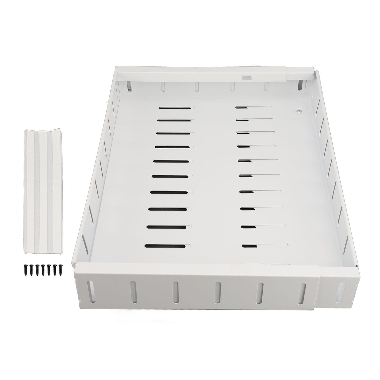 Pull Out Cabinet Organizer Expandable Adhesive Cabinet Slide Out Drawer for Pantry Closet White