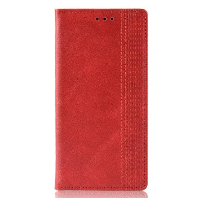 for Motorola Moto G9 Play Case Magnetic Flip Book Leather Case Card Slot Wallet Bracket Cover for Moto G9 Plus G 5G Plus One Fusion Phone Bag for One Fusion Plus red