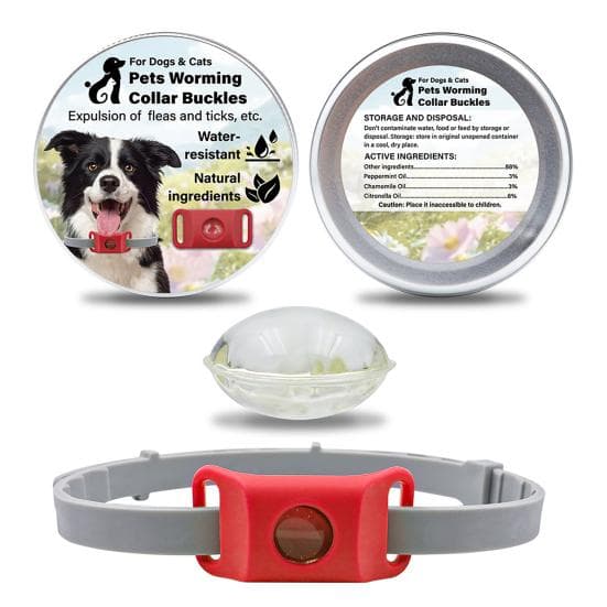 Flea Prevention Tag for Dogs Natural Ingredients Tick Repellent Tag Waterproof B red