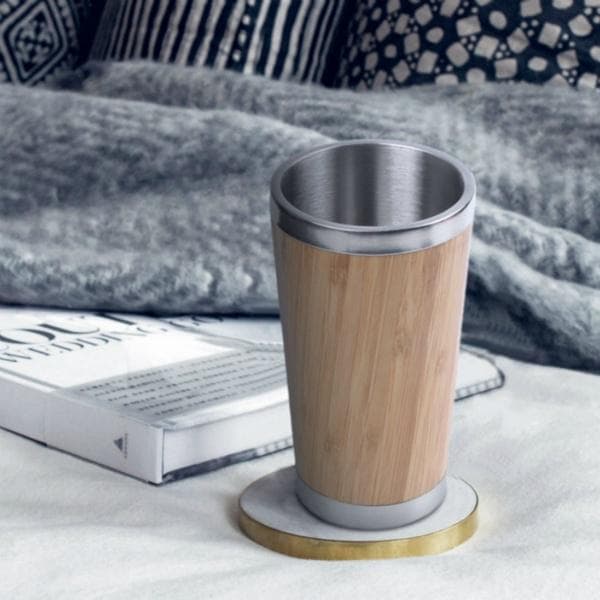 Bamboo Coffee Cup Stainless Steel Coffee Travel Mug with Leak-Proof Cover Insulated Coffee Cup Reusa B
