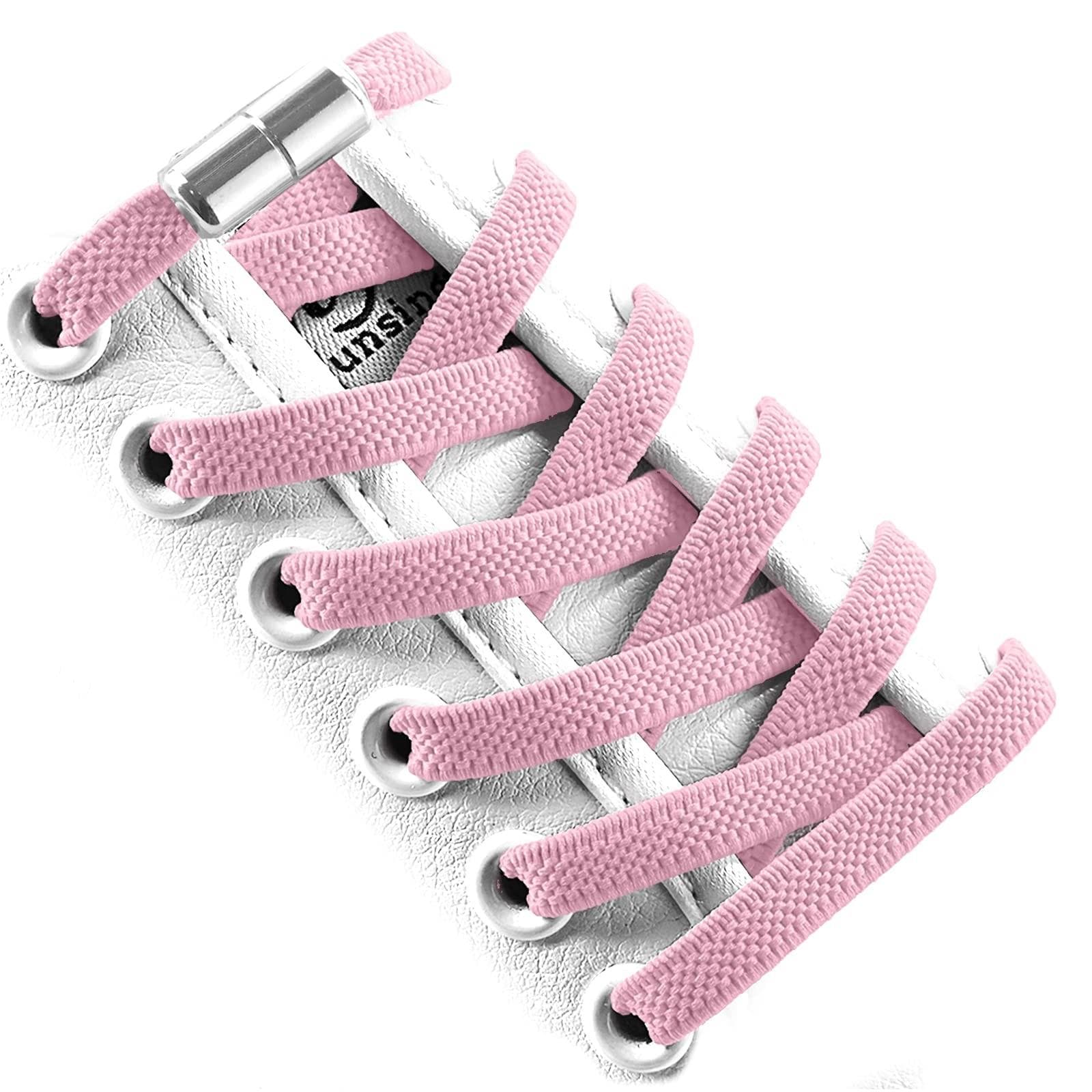 No Tie Elastic Shoe Laces With Laces Lock Tieless One Size Fits All Kids & Adult Sports Flat Shoelaces One Size pink