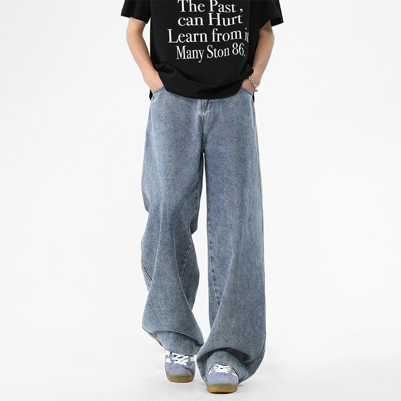Retro Jeans Spring New Style Men's Loose Straight Wide-leg Pants Versatile Casual Pants 3XL
