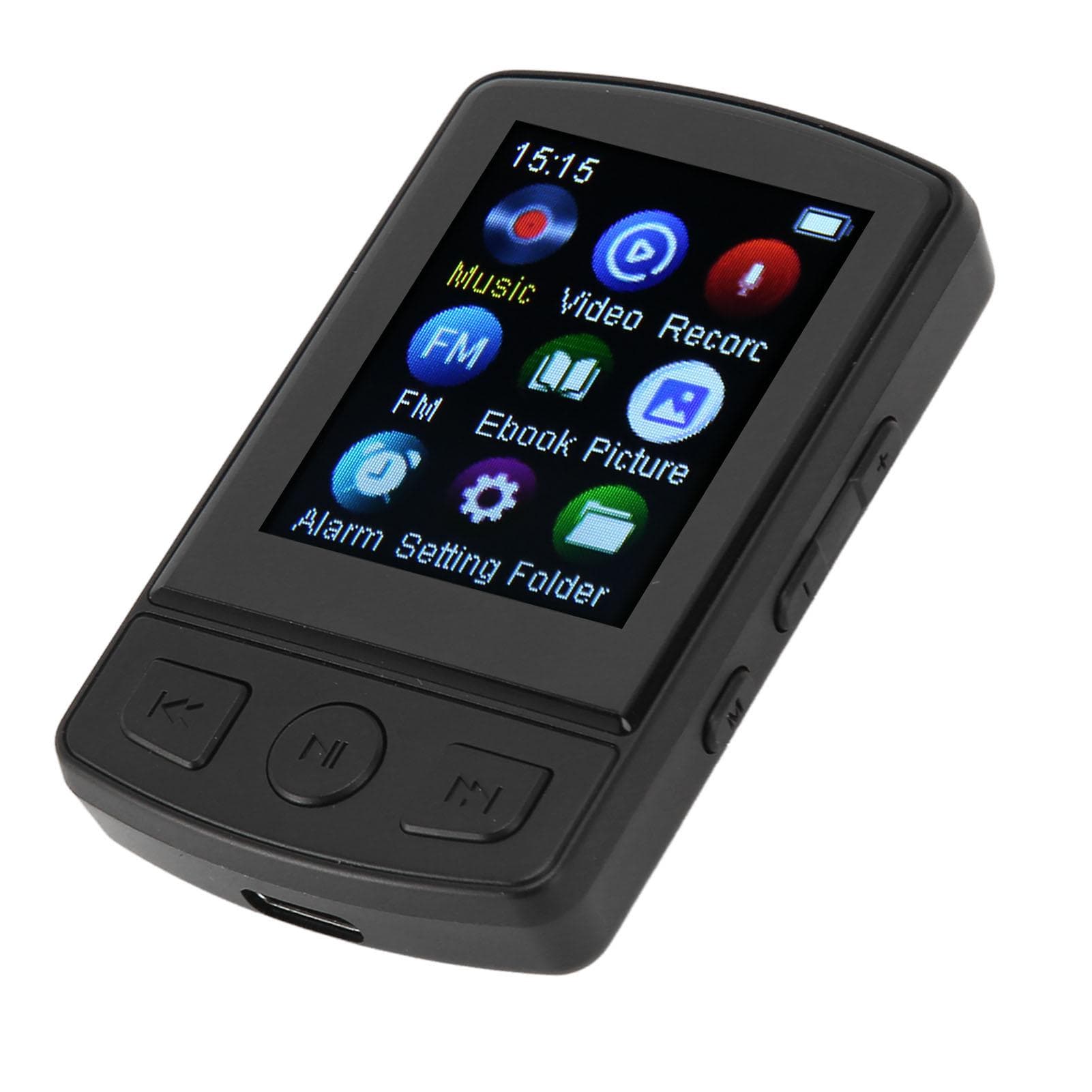 Clip MP3 Player MP4 Player Bluetooth 5.2 1.77 Inch Color Screen Portable Wearable Music Player with No memory