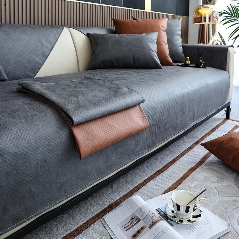 Modern Waterproof Sofa Cover Technology Leather Cloth Solid Sofa Towel Couch Cover Anti-slip Cushion Multi-Size Sofa Protector 90x240cm 1pcs