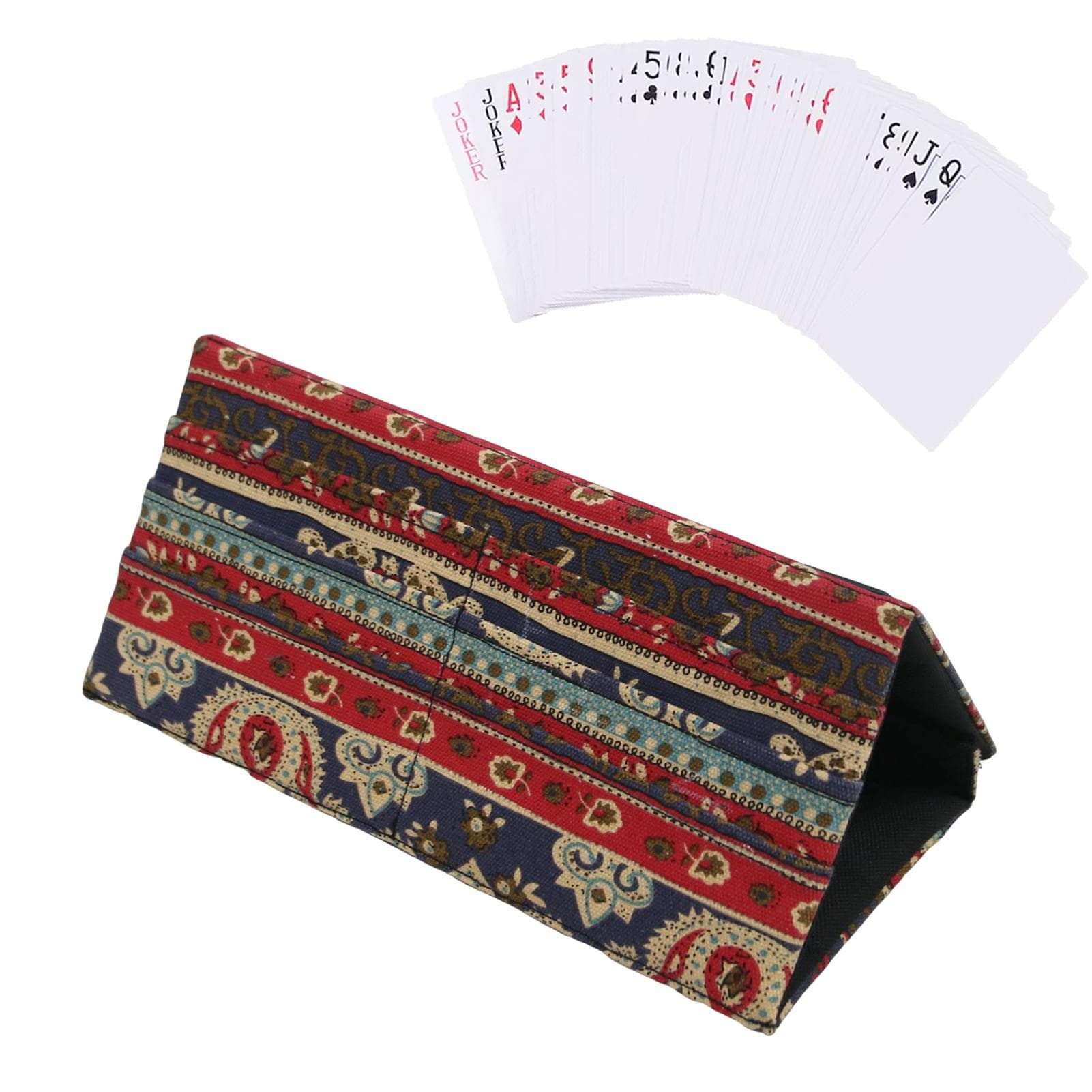 Folding Playing Card Holder Polyester Game Card Holder for Canasta Poker Bridge Cards Sky Blue
