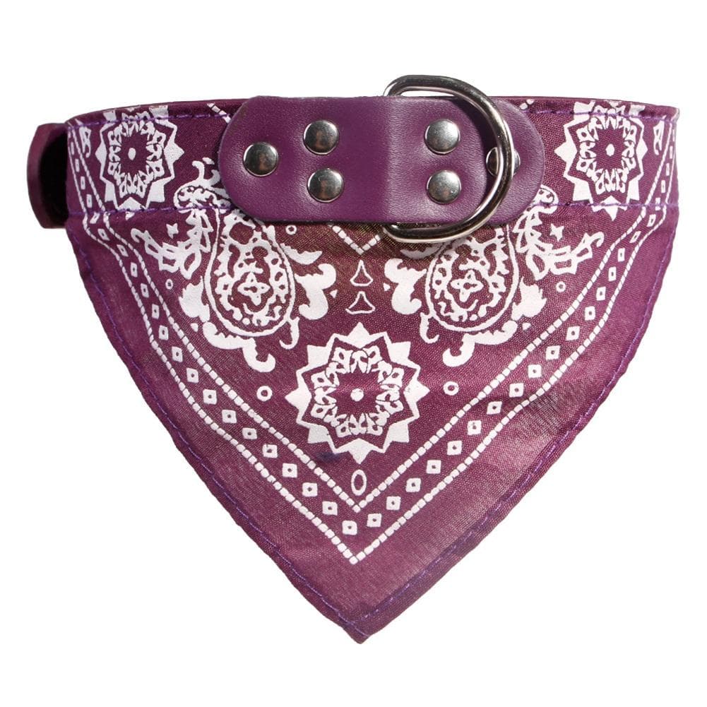 Ethnic Style Pattern Cat Small Dog Bib Saliva Towel Adjustable Pet Collar(Purple S) S